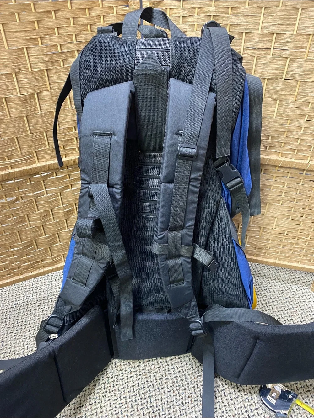 The North Face Blue Backpack with Yellow Accents - Men's Hiking Pack
